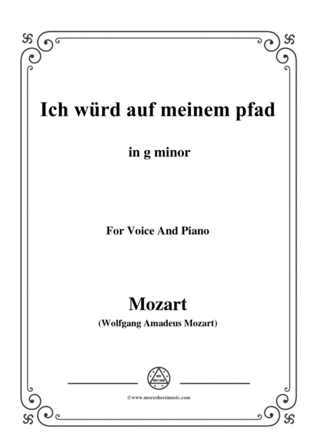 Mozart Ich Wrd Auf Meinem Pfad In G Minor For Voice And Piano Sheet Music