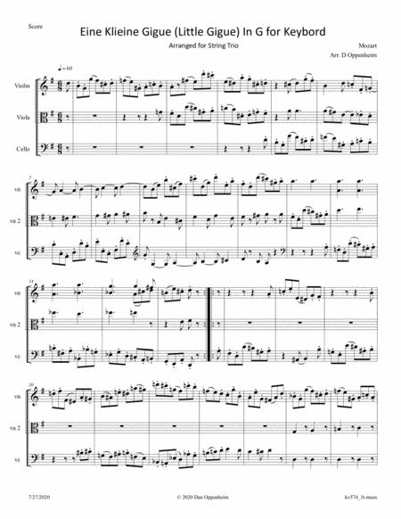 Free Sheet Music Mozart Little Gigue K 574 Arr For String Trio