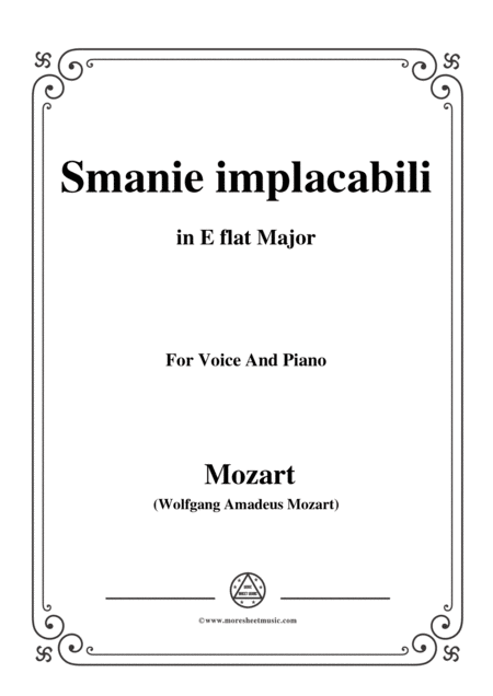 Mozart Smanie Implacabili From Cos Fan Tutte In E Flat Major For Voice And Piano Sheet Music