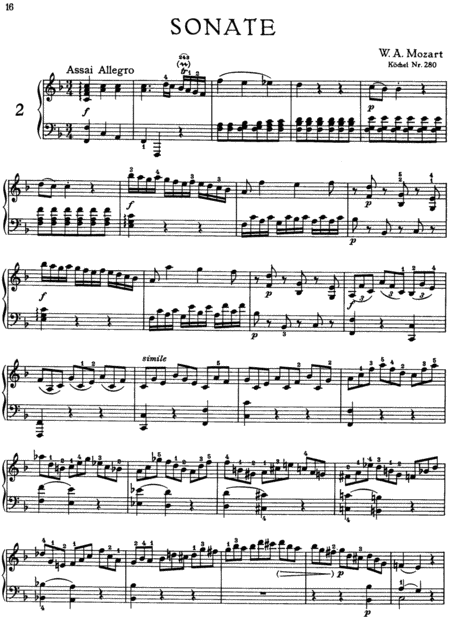 Mozart Sonata No 2 In F Major K280 Full Original Complete Version Sheet Music