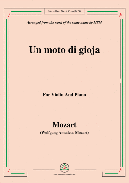 Mozart Un Moto Di Gioja For Violin And Piano Sheet Music