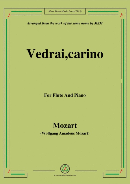 Free Sheet Music Mozart Vedrai Carino For Flute And Piano