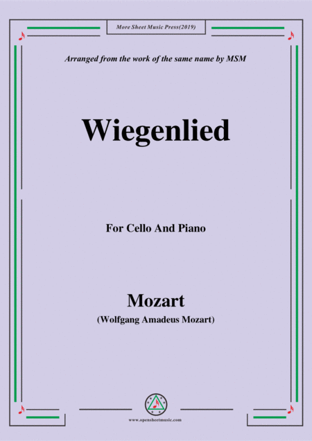 Mozart Wiegenlied For Cello And Piano Sheet Music