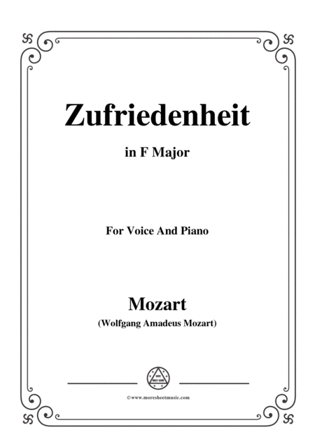 Mozart Zufriedenheit In F Major For Voice And Piano Sheet Music