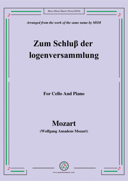 Mozart Zum Schlu Der Logenversammlung For Cello And Piano Sheet Music