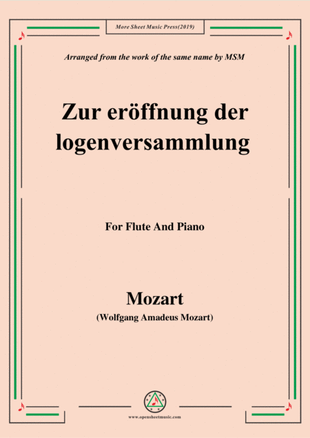 Mozart Zur Erffnung Der Logenversammlung For Flute And Piano Sheet Music