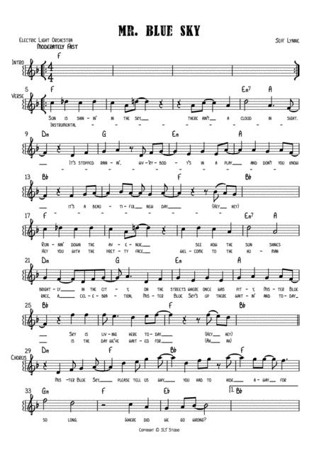 Mr Blue Sky Elo Lead Sheet Sheet Music