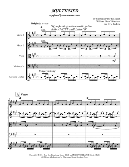 Free Sheet Music Multiplied String Quartet Guitar