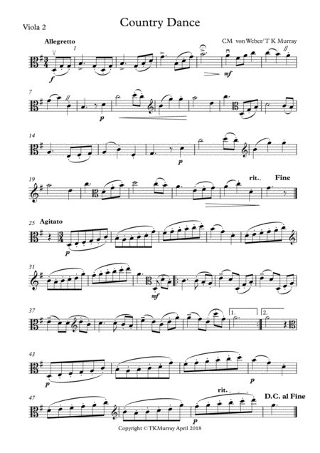 Free Sheet Music Murray Weber Country Dance 2nd Viola Part Suzuki Bk 5