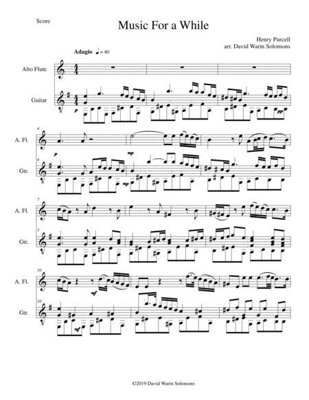 Free Sheet Music Music For A While For Alto Flute And Guitar