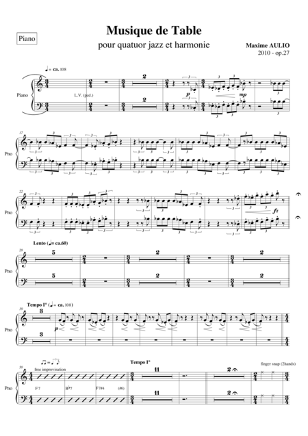 Free Sheet Music Musique De Table Tafelmusik For Jazz Quartet Wind Band 2nd Movement Set Of Parts