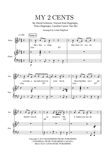 Free Sheet Music My 2 Cents Caro Emerald Piano Vocal