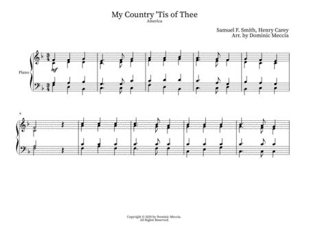 My Country Tis Of Thee America Piano Sheet Music