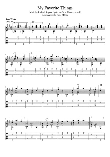 Free Sheet Music My Favorite Things Standard Notation And Tab