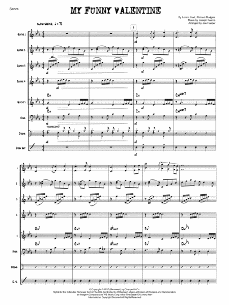 My Funny Valentine Guitar Ensemble With Rhythm Section Sheet Music