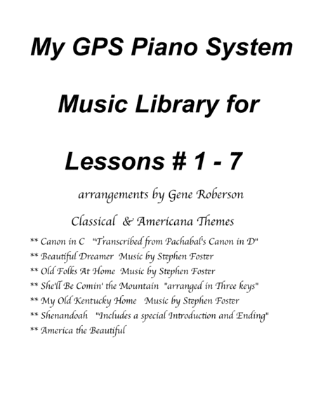 My Gps Piano System Library 1 Classical And Americana Songs Sheet Music