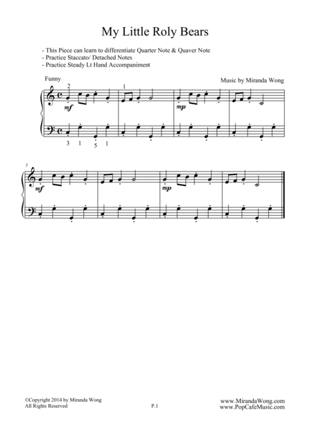 My Little Roly Bears Easy Piano Solo In C Key Sheet Music