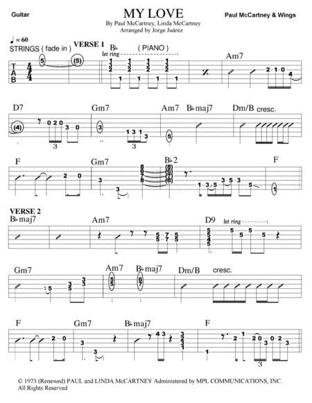 My Love Guitar Tab Sheet Music