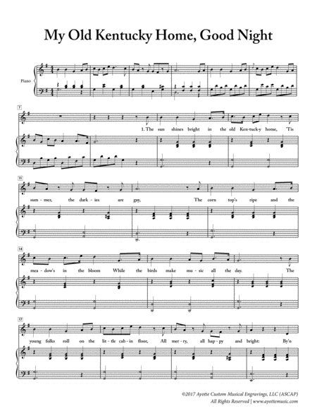 Free Sheet Music My Old Kentucky Home Good Night For Solo Voice And Mixed Chorus