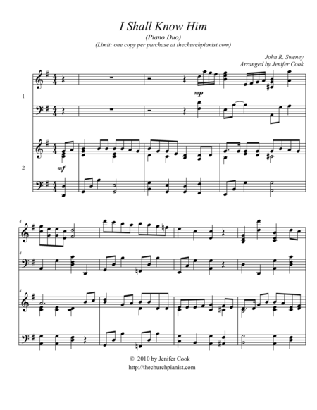 Free Sheet Music My Saviour First Of All I Shall Know Him