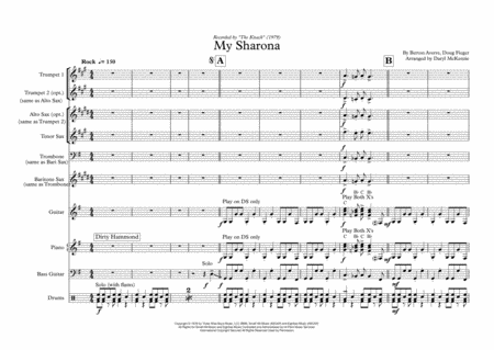 Free Sheet Music My Sharona Vocal With Band 3 5 Horns Key Of G