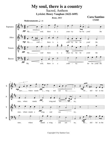 Free Sheet Music My Soul There Is A Country Sacred Anthem For Choir Satb A Cappella
