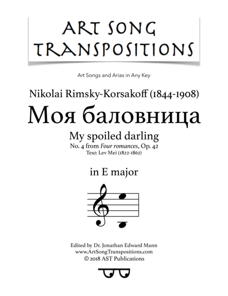 Free Sheet Music My Spoiled Darling Op 42 No 4 E Major