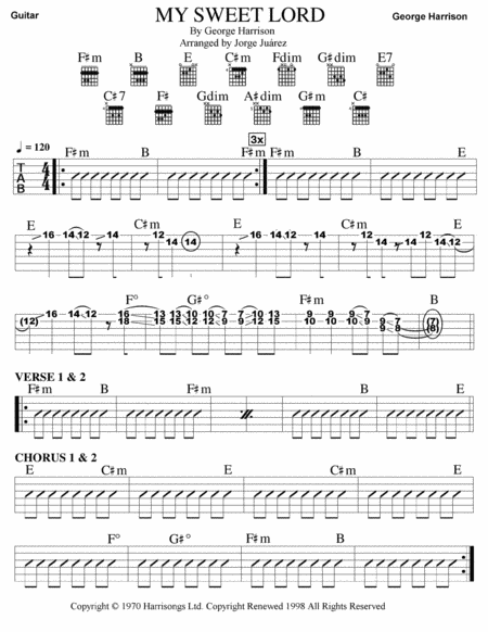 Free Sheet Music My Sweet Lord Guitar Tab