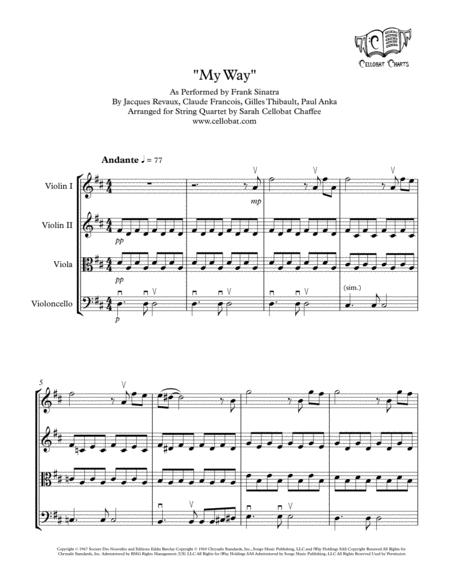 My Way String Quartet Frank Sinatra Arr Cellobat Sheet Music