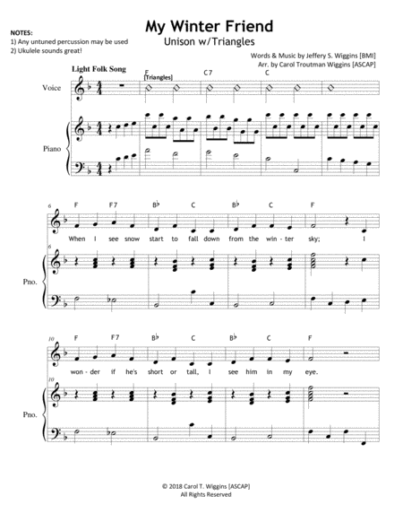 Free Sheet Music My Winter Friend