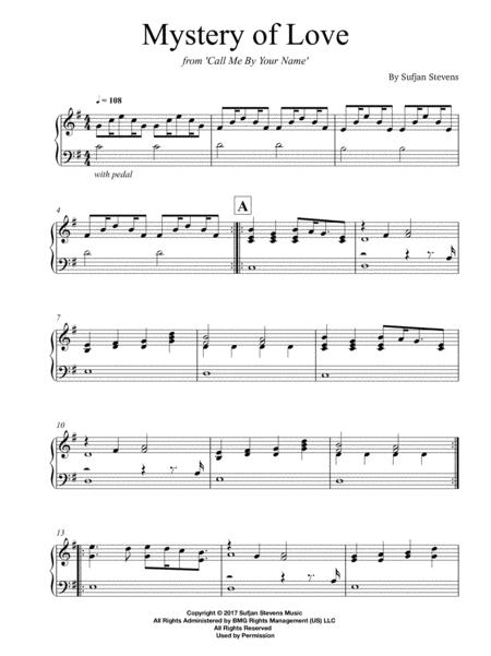 Mystery Of Love Sheet Music