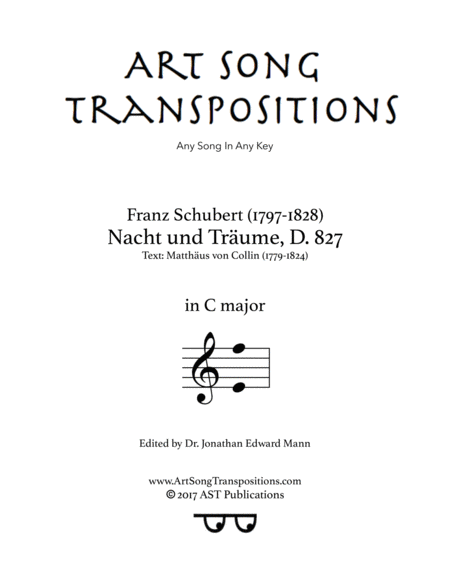 Free Sheet Music Nacht Und Trume D 827 C Major