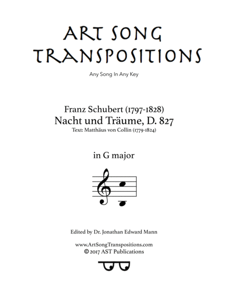 Free Sheet Music Nacht Und Trume D 827 G Major