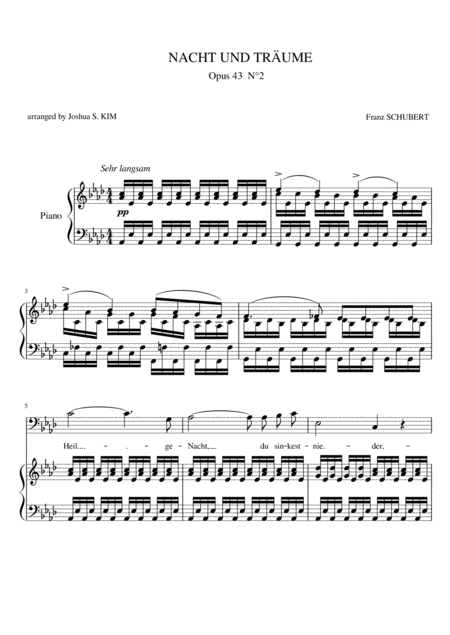 Nacht Und Trume For Cello And Piano Sheet Music