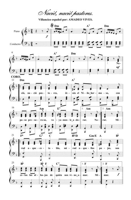 Free Sheet Music Naci Naci Pastores Villancico Espaol Por Amadeo Vives Roig