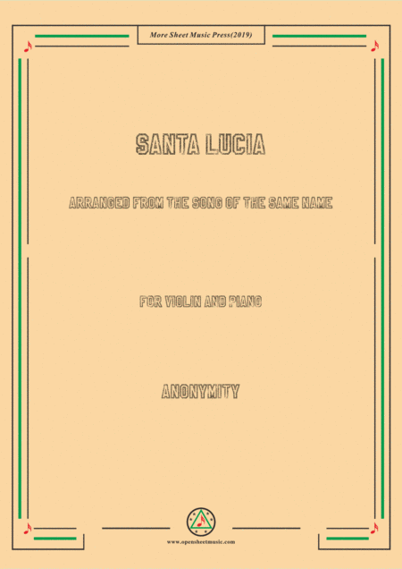 Nameless Santa Lucia For Violin And Piano Sheet Music