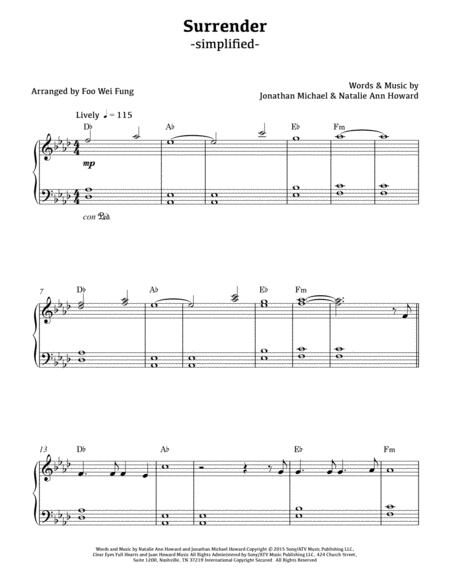 Natalie Taylor Surrender Simplified Sheet Music