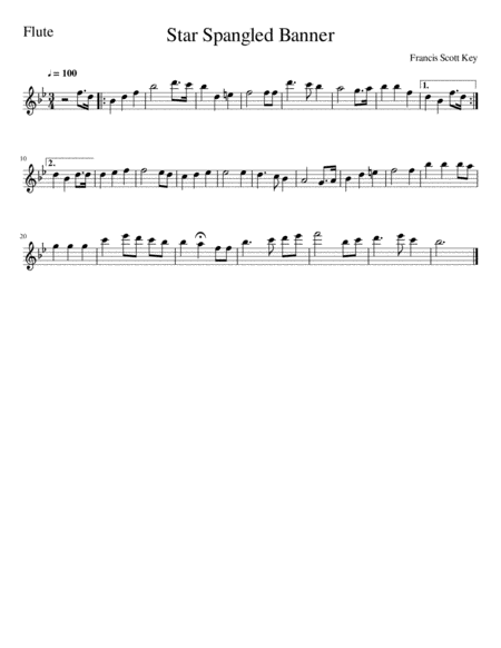 National Anthem Flute Sheet Music