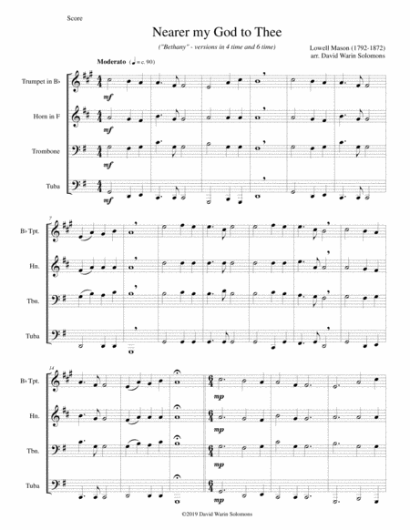 Nearer My God To Thee Bethany For Brass Quartet Sheet Music