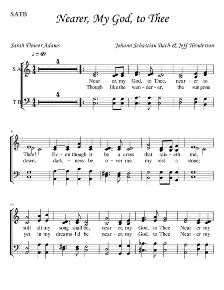 Nearer My God To Thee Choir Part Sheet Music