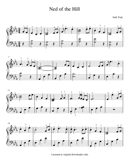 Free Sheet Music Ned Of The Hill