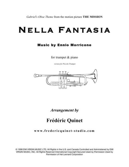 Nella Fantasia For Piccolo Trumpet Piano Sheet Music