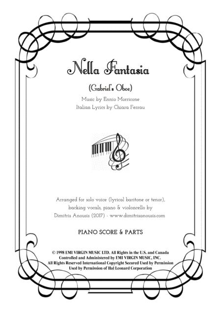 Nella Fantasia Gabriels Oboe Vocal Solo Backing Vocals Piano Violoncello Arrangement Sheet Music