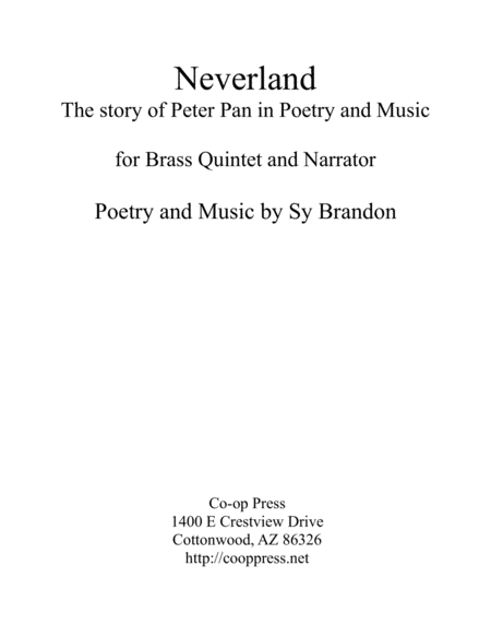 Neverland For Brass Quintet And Narrator Sheet Music