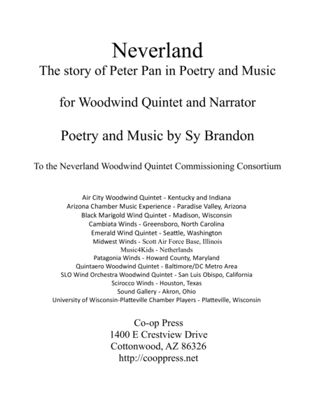 Free Sheet Music Neverland For Woodwind Quintet And Narrator
