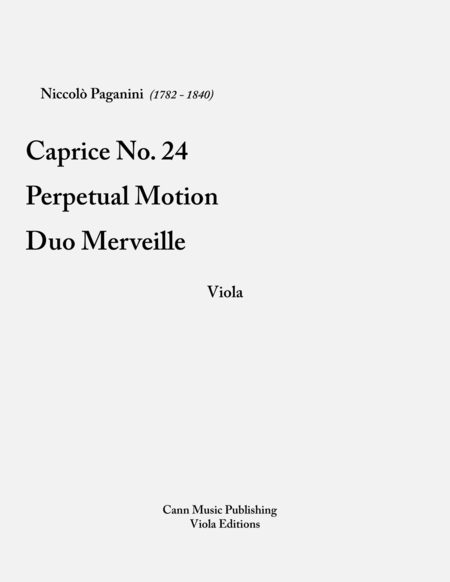 Niccolo Paganini Collection For Viola Sheet Music