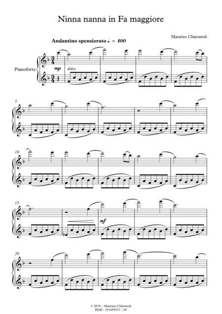 Ninna Nanna In Fa Maggiore Sheet Music