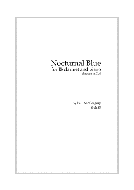 Nocturnal Blue For Clarinet And Piano Sheet Music