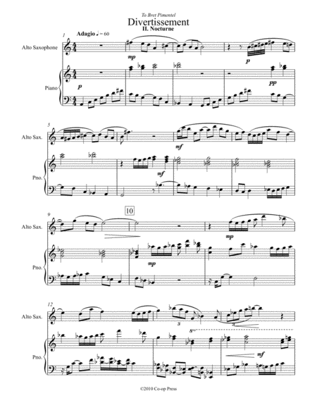 Free Sheet Music Nocturne For Alto Saxophone And Piano