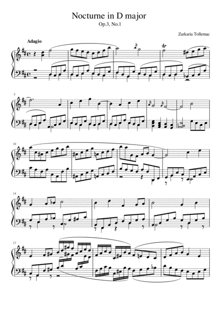 Free Sheet Music Nocturne In D Major Op 3 No 1